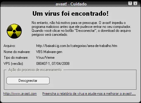 Vírus Encontrado no Avast