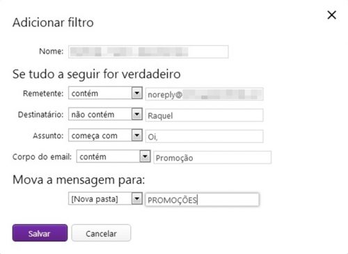 Configuração simples para Filtro de SPAM