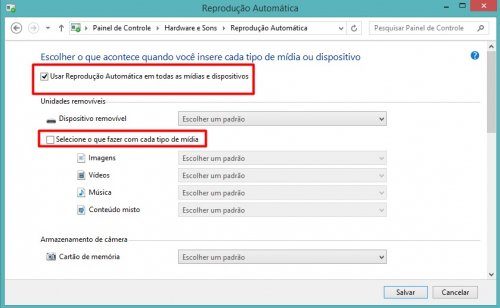 Configurando reprodução autómatica na plataforma Windows